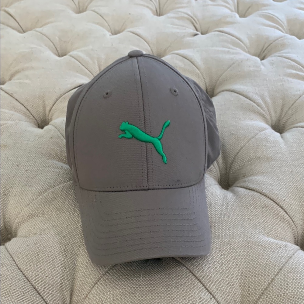 Puma Charcoal Hat with Bright Green Emblem